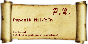 Papcsik Milán névjegykártya