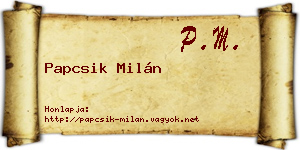 Papcsik Milán névjegykártya