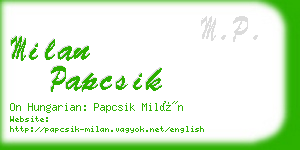 milan papcsik business card